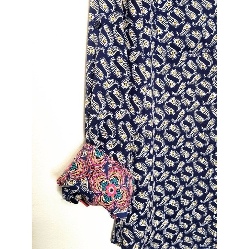 Express Portofino Slim Fit Button Down Shirt Paisley Floral Print Striped Size S - Picture 8 of 12